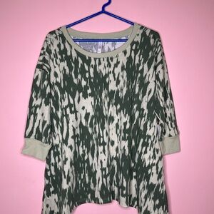 NWT LuLaRoe Kate Chic Green Patterned Long Sleeve Women's Top